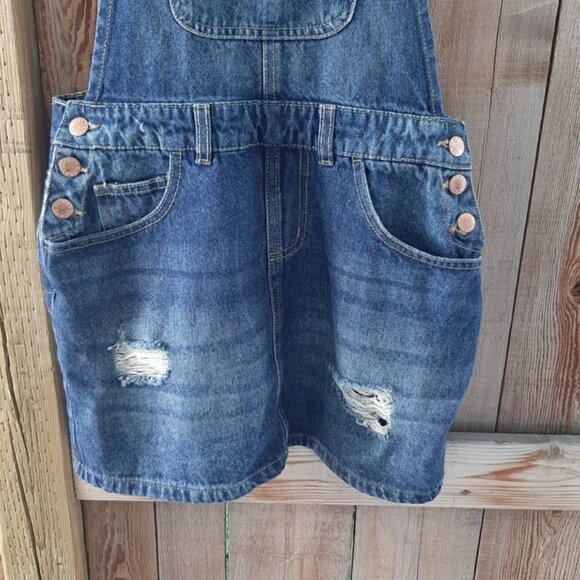 Dickies Women's Vintage Overall Denim Distressed Mini Dress Size S - Picture 3 of 12